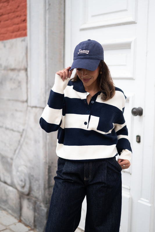 Navy striped polo
