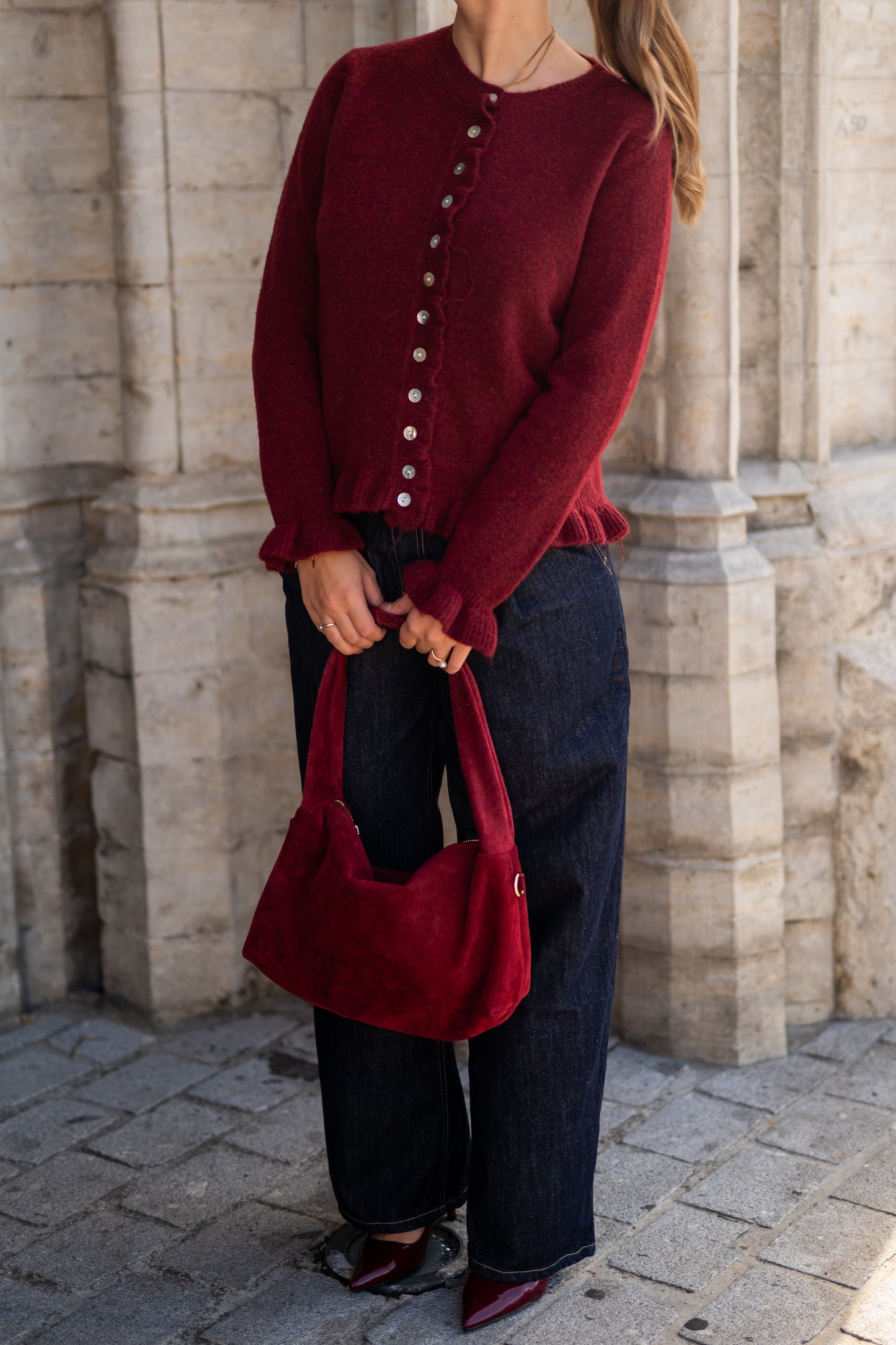 Bordeaux suède handtas