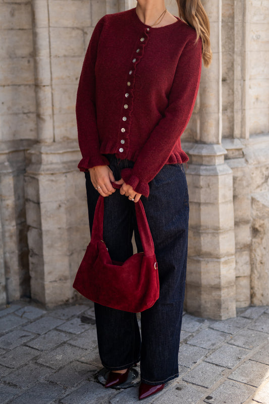 Bordeaux suède handtas