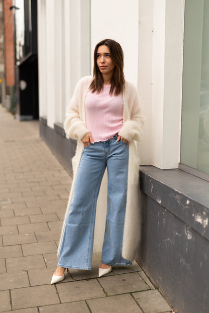 Lange witte mohair golf