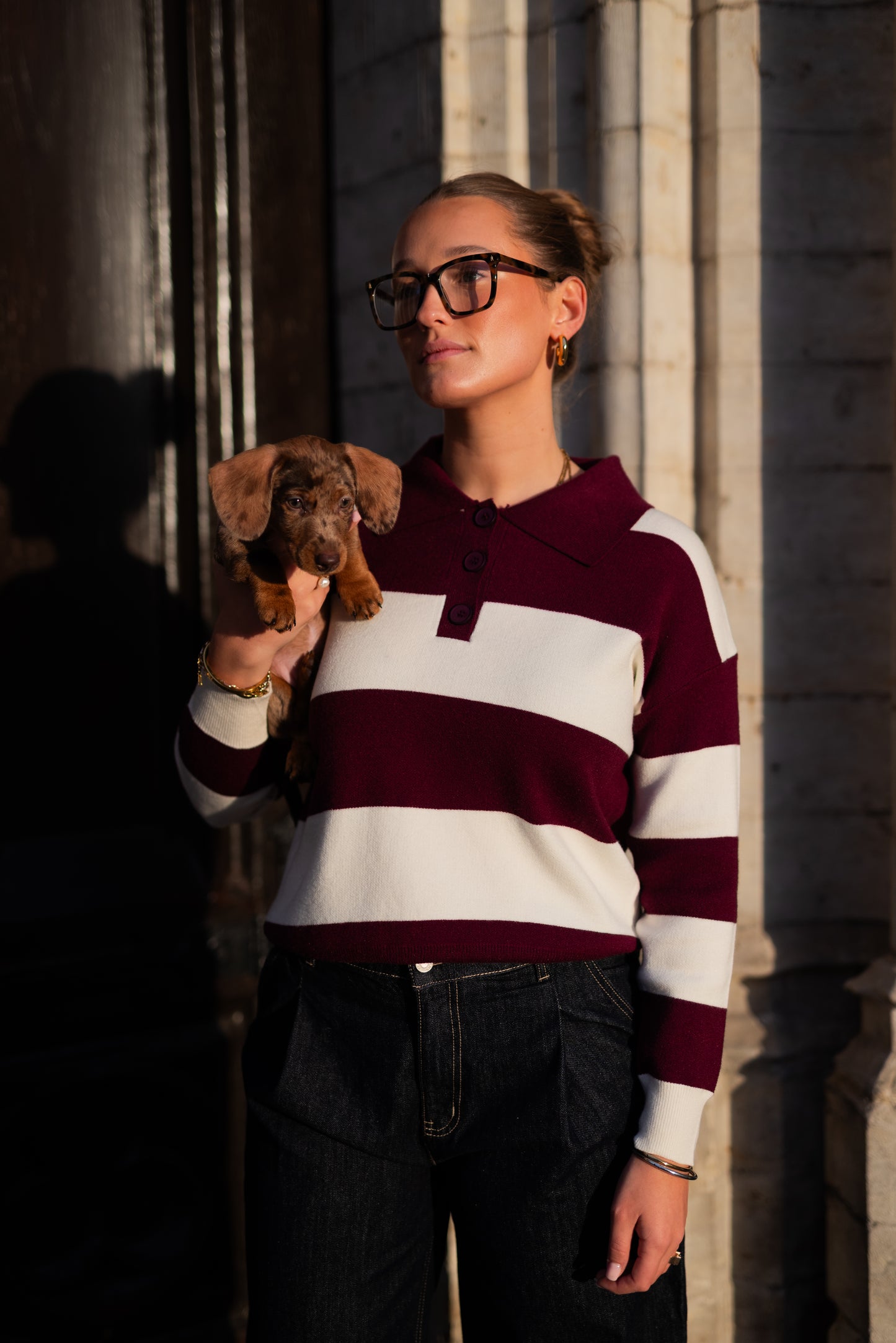 Striped polo Bordeaux