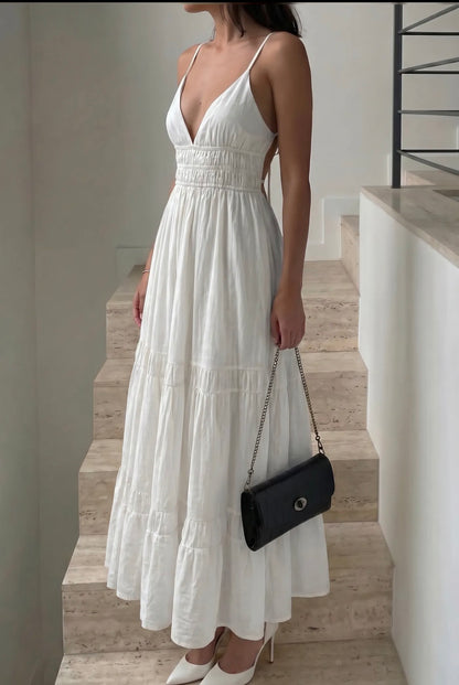 White dress open back