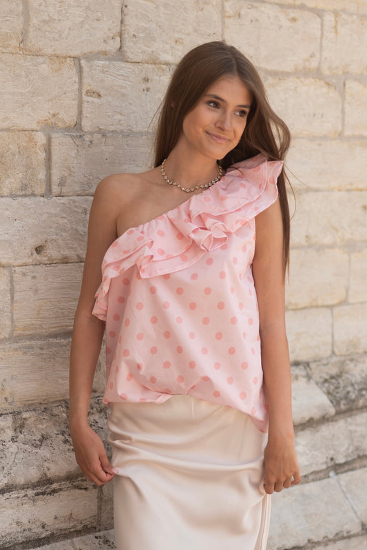 Polka dot top pink
