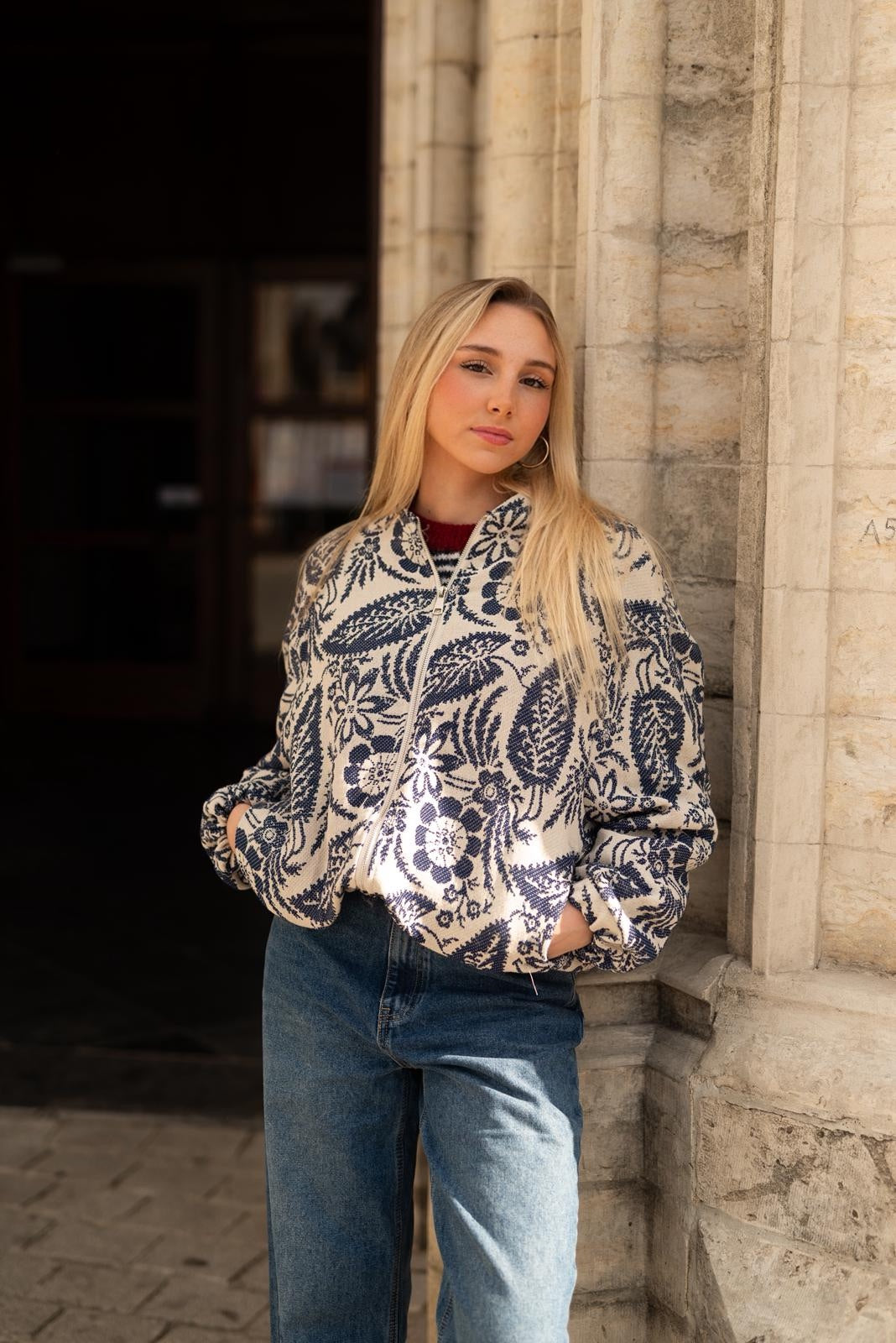 Navy blue bomber